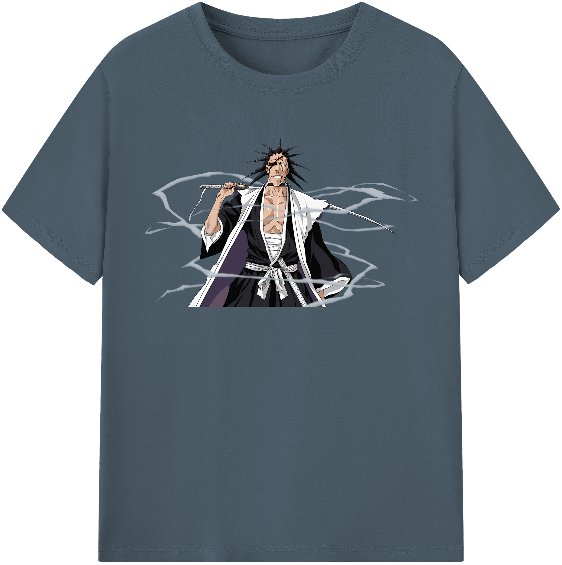 （画像用） ブリーチ ざらき けんぱち BLEACH Zaraki Kenpachi 綿100％半袖Tシャツ（フロントプリント）